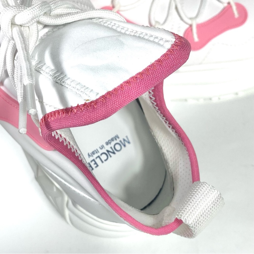 Moncler Lunarove Low Top Sneakers Pull Tab White Pink Size EU 40 US 10 NEW - Picture 10 of 17